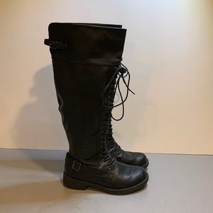 1.5” heel 20” wide calf “combat” boots